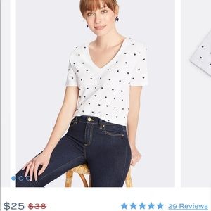 Draper James Hearts V-Neck Slub Tee